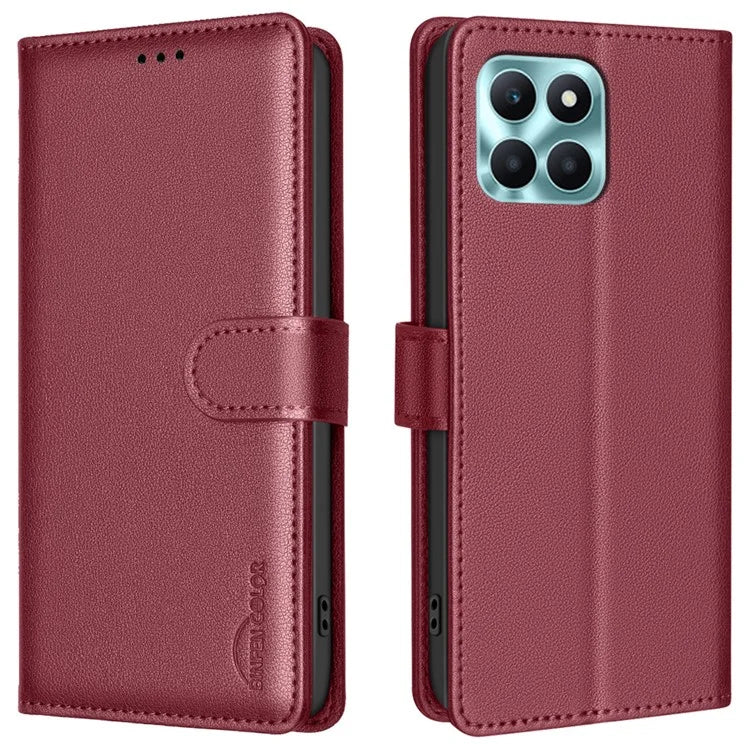 BINFEN COLOR BF32 For Honor X6a 4G Leather Phone Case Litchi Texture RFID Blocking