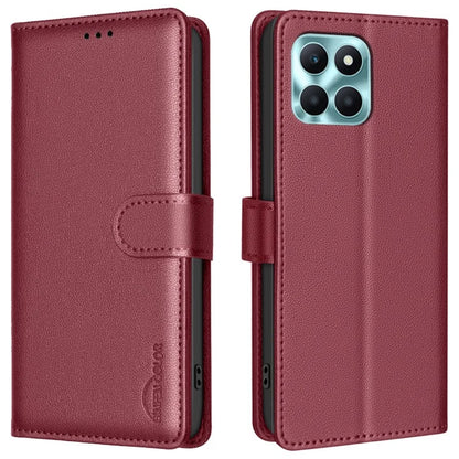 BINFEN COLOR BF32 For Honor X6a 4G Leather Phone Case Litchi Texture RFID Blocking