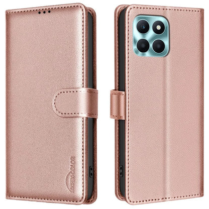 BINFEN COLOR BF32 For Honor X6a 4G Leather Phone Case Litchi Texture RFID Blocking