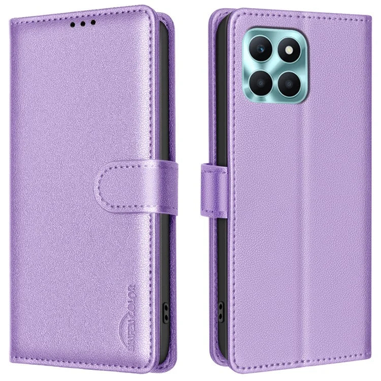 BINFEN COLOR BF32 For Honor X6a 4G Leather Phone Case Litchi Texture RFID Blocking