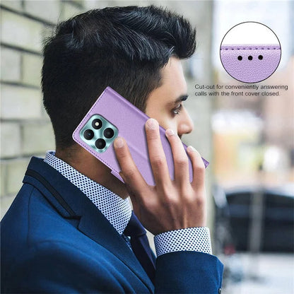 BINFEN COLOR BF32 For Honor X6a 4G Leather Phone Case Litchi Texture RFID Blocking