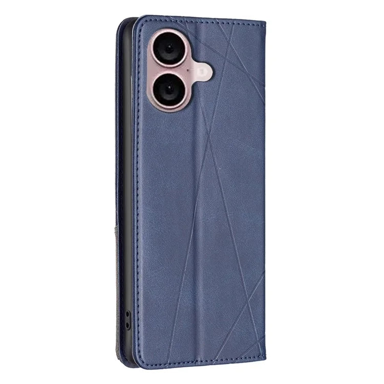For iPhone 16 Plus Case PU Leather Rhombus Pattern Shockproof Phone Cover