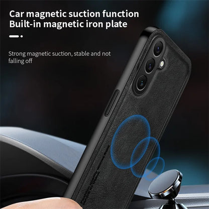 For Samsung Galaxy M54 5G / F54 5G Case PU Leather+TPU Matte Phone Cover Support Magnetic Car Holder