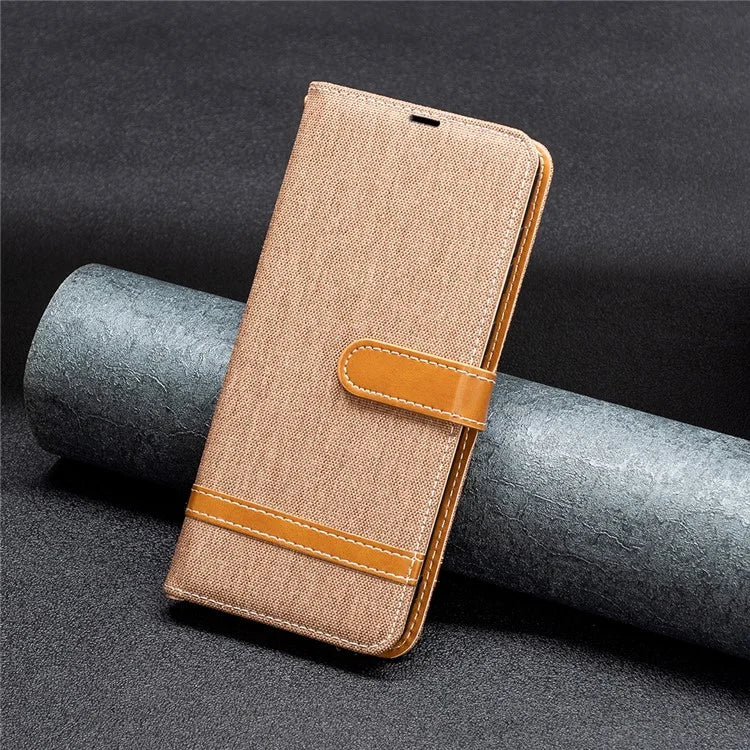 For iPhone 16 Plus Cell Phone Case Jeans Cloth Texture Leather Wallet Protective Cover
