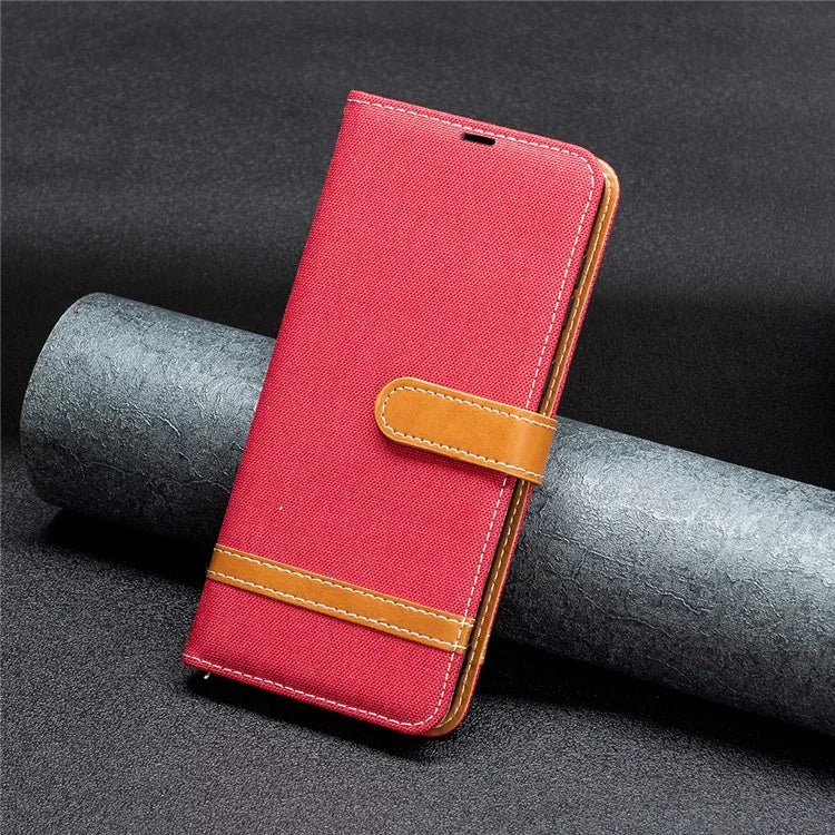 For iPhone 16 Plus Cell Phone Case Jeans Cloth Texture Leather Wallet Protective Cover
