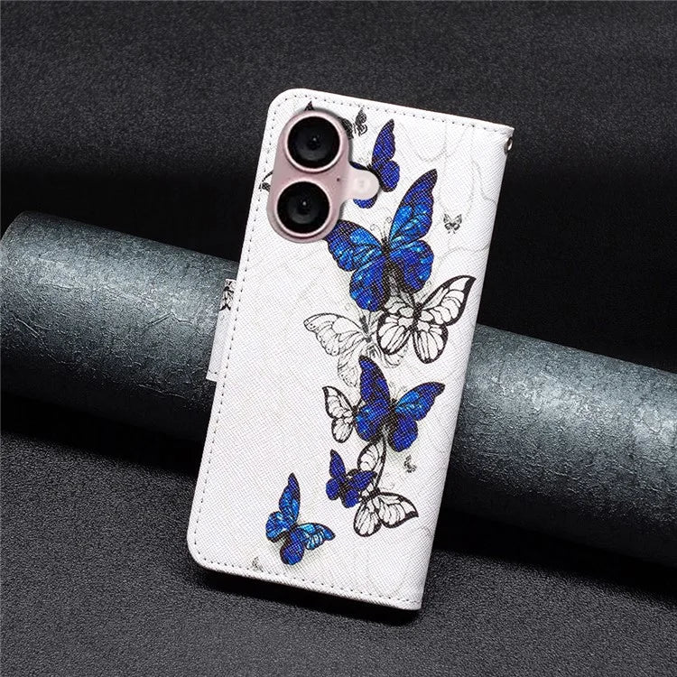 For iPhone 16 Plus Case Pattern Print Wallet Leather Stand Flip Phone Cover