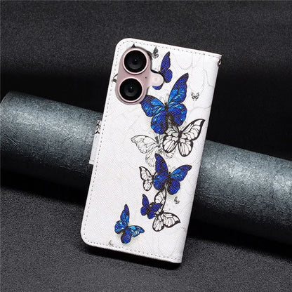 For iPhone 16 Plus Case Pattern Print Wallet Leather Stand Flip Phone Cover