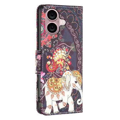 For iPhone 16 Plus Case Pattern Print Wallet Leather Stand Flip Phone Cover