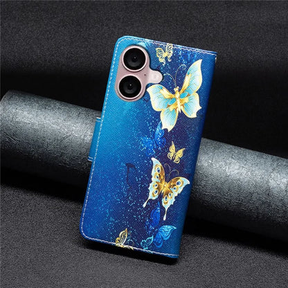 For iPhone 16 Plus Case Pattern Print Wallet Leather Stand Flip Phone Cover