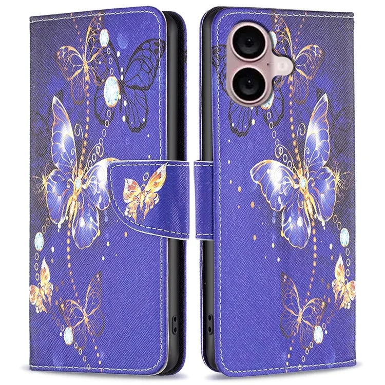 For iPhone 16 Plus Case Pattern Print Wallet Leather Stand Flip Phone Cover