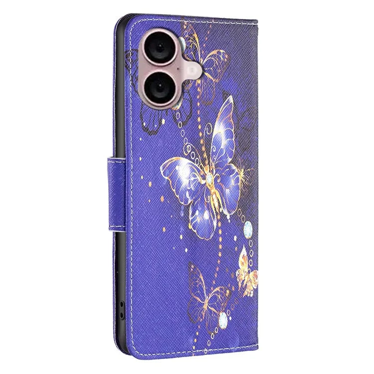 For iPhone 16 Plus Case Pattern Print Wallet Leather Stand Flip Phone Cover