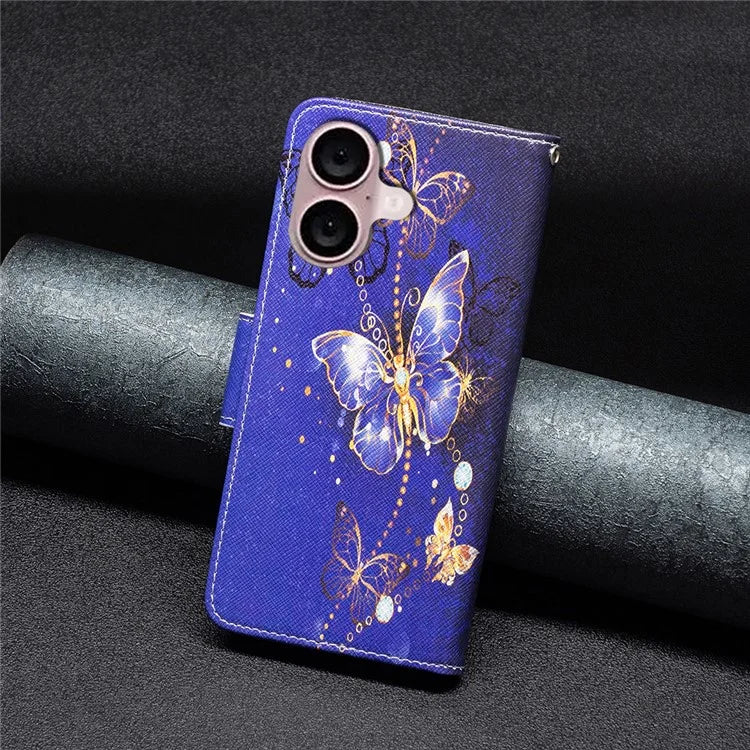 For iPhone 16 Plus Case Pattern Print Wallet Leather Stand Flip Phone Cover