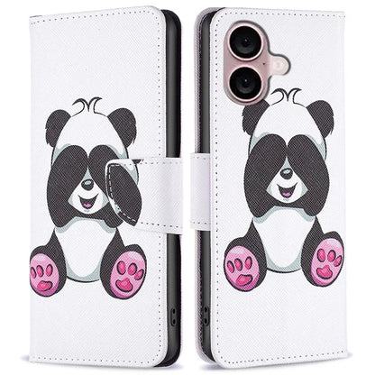 For iPhone 16 Plus Case Pattern Print Wallet Leather Stand Flip Phone Cover