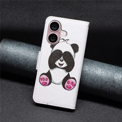 For iPhone 16 Plus Case Pattern Print Wallet Leather Stand Flip Phone Cover
