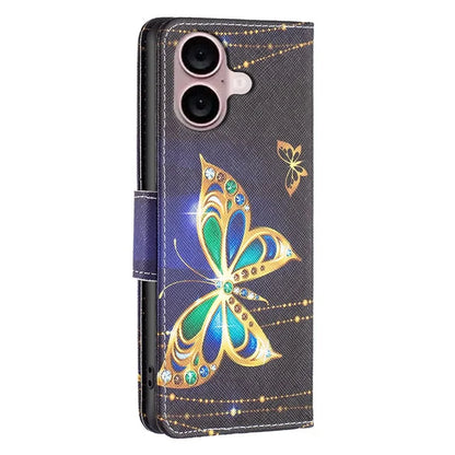 For iPhone 16 Plus Case Pattern Print Wallet Leather Stand Flip Phone Cover