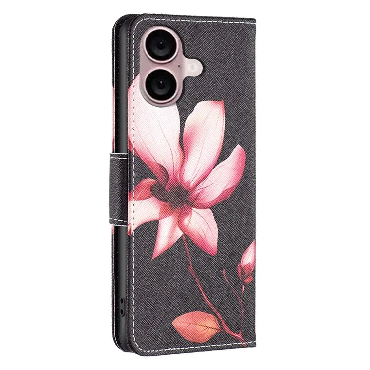 For iPhone 16 Plus Case Pattern Print Wallet Leather Stand Flip Phone Cover
