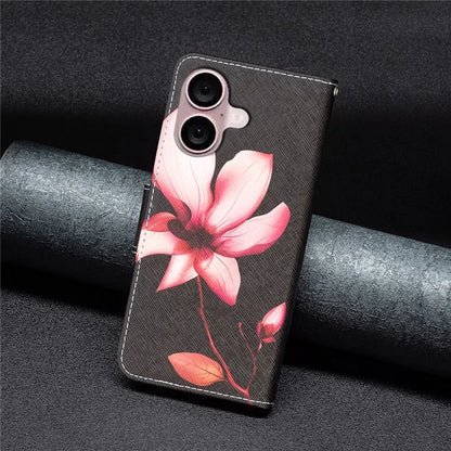 For iPhone 16 Plus Case Pattern Print Wallet Leather Stand Flip Phone Cover
