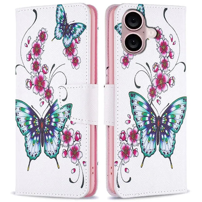 For iPhone 16 Plus Case Pattern Print Wallet Leather Stand Flip Phone Cover