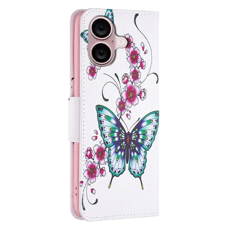 For iPhone 16 Plus Case Pattern Print Wallet Leather Stand Flip Phone Cover