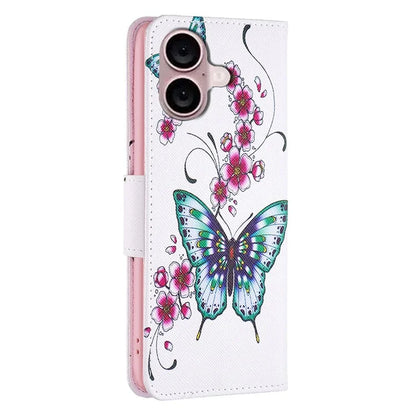 For iPhone 16 Plus Case Pattern Print Wallet Leather Stand Flip Phone Cover