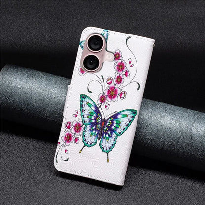 For iPhone 16 Plus Case Pattern Print Wallet Leather Stand Flip Phone Cover