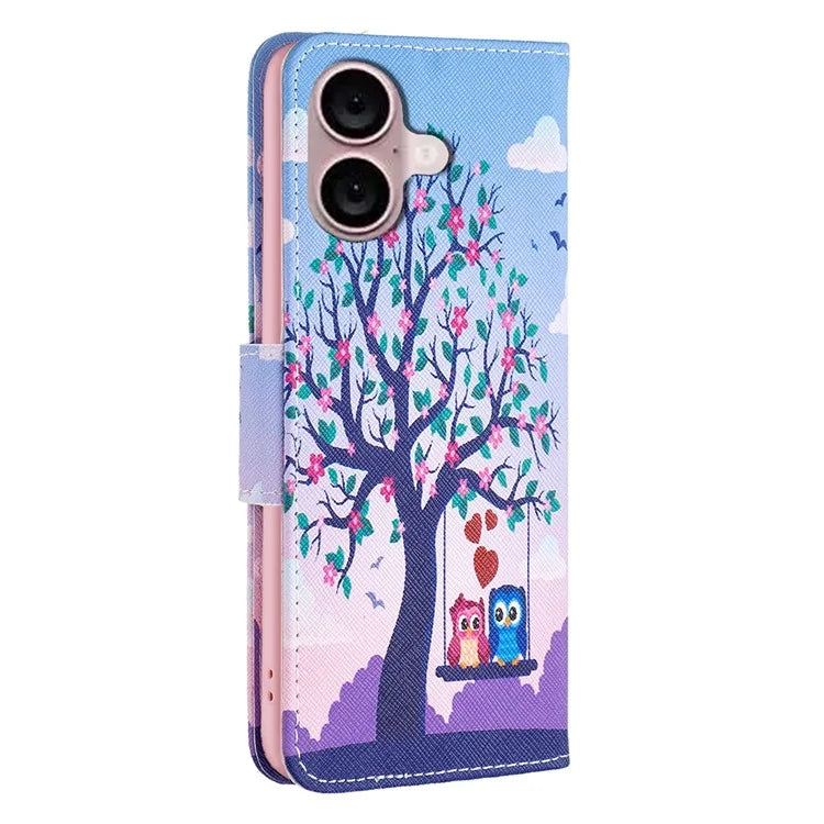 For iPhone 16 Plus Case Pattern Print Wallet Leather Stand Flip Phone Cover