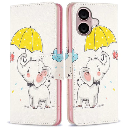 For iPhone 16 Plus Case Pattern Print Wallet Leather Stand Flip Phone Cover