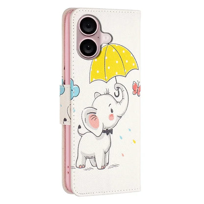 For iPhone 16 Plus Case Pattern Print Wallet Leather Stand Flip Phone Cover