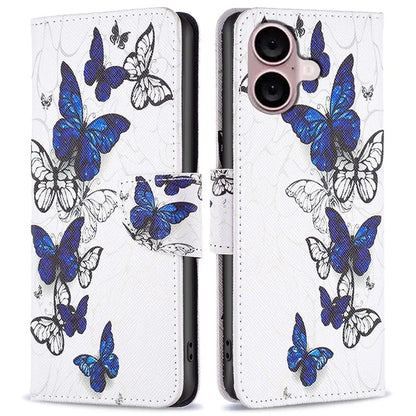 For iPhone 16 Case Pattern Printing Wallet Leather Flip Phone Cover