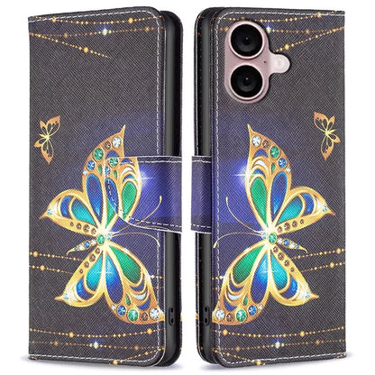 For iPhone 16 Case Pattern Printing Wallet Leather Flip Phone Cover