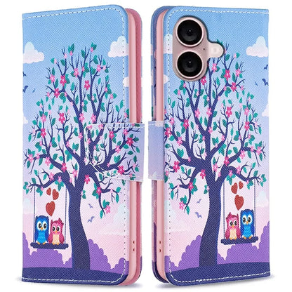 For iPhone 16 Case Pattern Printing Wallet Leather Flip Phone Cover