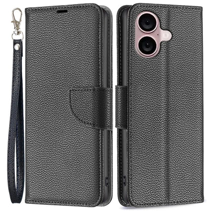 For iPhone 16 Plus Case Litchi Texture Leather Wallet Support Stand Phone Cover