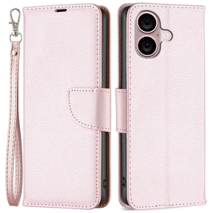 For iPhone 16 Plus Case Litchi Texture Leather Wallet Support Stand Phone Cover