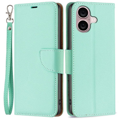 For iPhone 16 Case Drop Proof Wallet Litchi Texture Leather Phone Cover