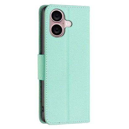 For iPhone 16 Case Drop Proof Wallet Litchi Texture Leather Phone Cover