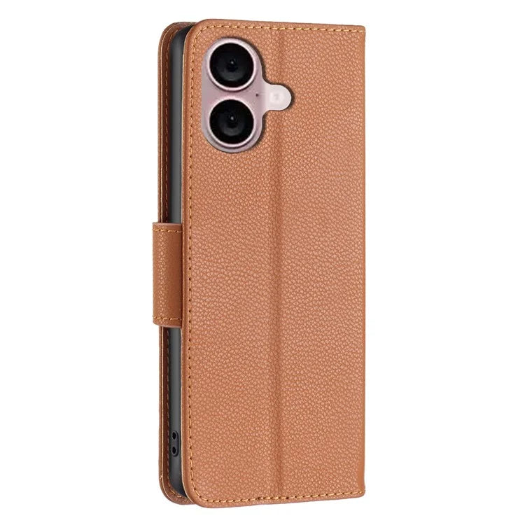 For iPhone 16 Case Drop Proof Wallet Litchi Texture Leather Phone Cover