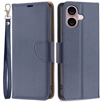 For iPhone 16 Case Drop Proof Wallet Litchi Texture Leather Phone Cover