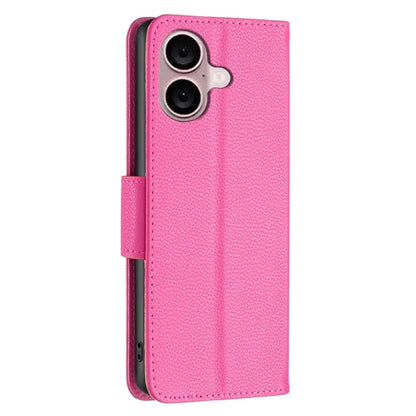 For iPhone 16 Case Drop Proof Wallet Litchi Texture Leather Phone Cover