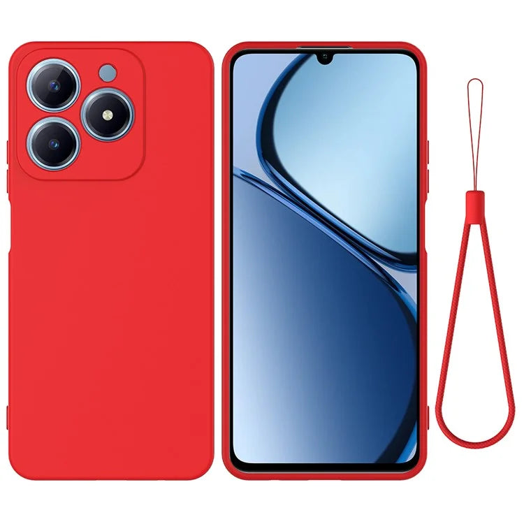 For Realme C63 4G / Narzo N63 4G Slim Case Liquid Silicone Phone Cover with Wrist Strap