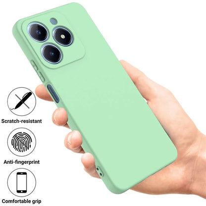For Realme C63 4G / Narzo N63 4G Slim Case Liquid Silicone Phone Cover with Wrist Strap