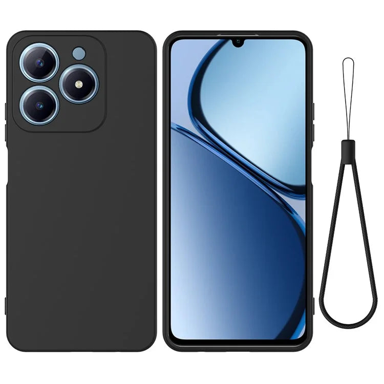 For Realme C63 4G / Narzo N63 4G Slim Case Liquid Silicone Phone Cover with Wrist Strap