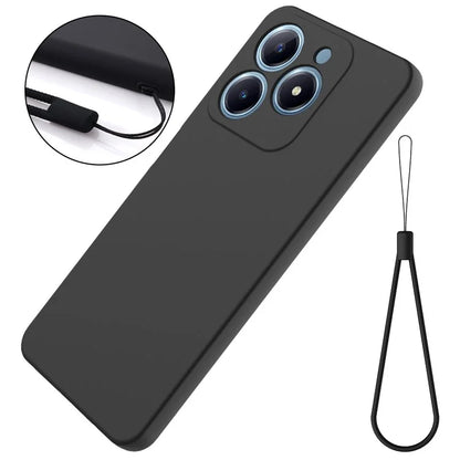 For Realme C63 4G / Narzo N63 4G Slim Case Liquid Silicone Phone Cover with Wrist Strap