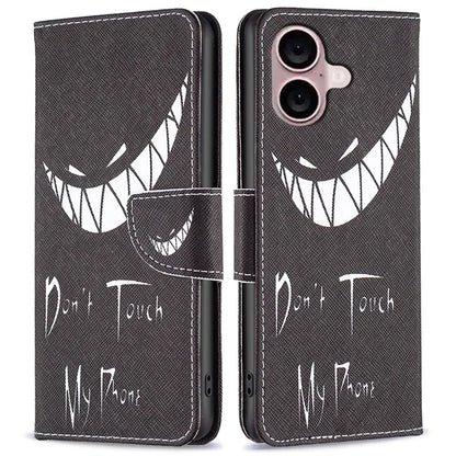 For iPhone 16 Plus Leather Case Pattern Printing Wallet Stand Anti-Fall Phone Cover