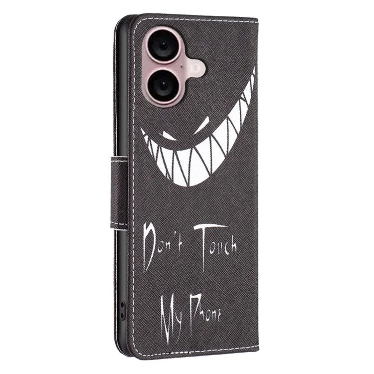 For iPhone 16 Plus Leather Case Pattern Printing Wallet Stand Anti-Fall Phone Cover