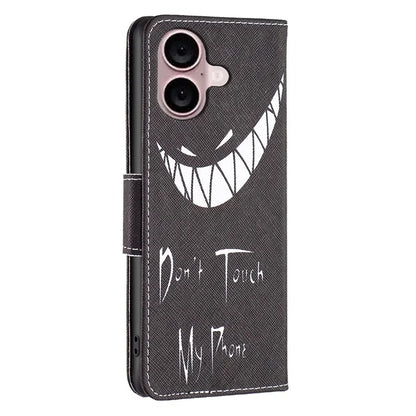 For iPhone 16 Plus Leather Case Pattern Printing Wallet Stand Anti-Fall Phone Cover