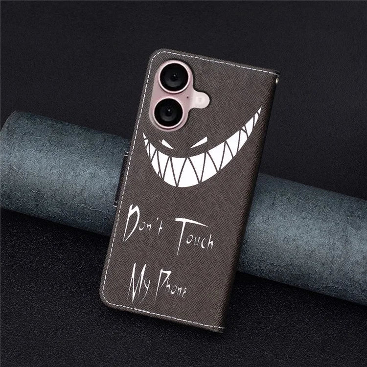 For iPhone 16 Plus Leather Case Pattern Printing Wallet Stand Anti-Fall Phone Cover