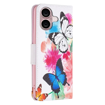 For iPhone 16 Plus Leather Case Pattern Printing Wallet Stand Anti-Fall Phone Cover