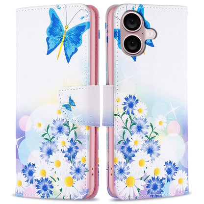For iPhone 16 Plus Leather Case Pattern Printing Wallet Stand Anti-Fall Phone Cover