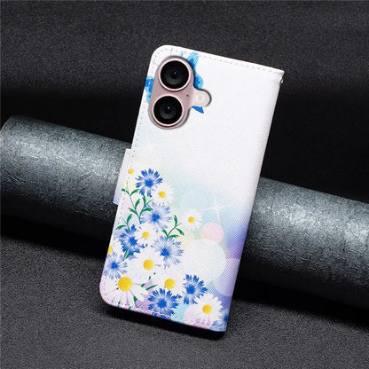 For iPhone 16 Plus Leather Case Pattern Printing Wallet Stand Anti-Fall Phone Cover