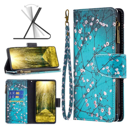 BF03 For iPhone 16 Plus Case Pattern Printing Zipper Leather Phone Stand Cover